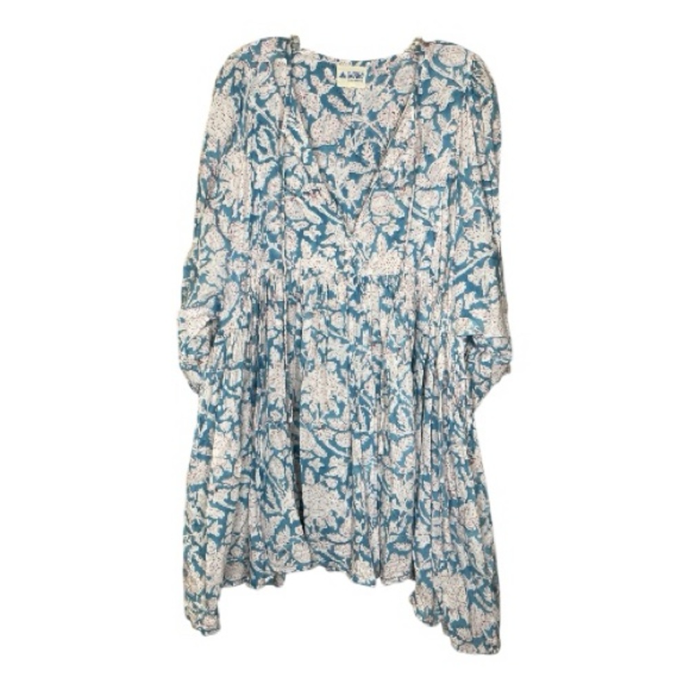 Indigo by Cecile Floral Blue and White Dress Sz L/XL